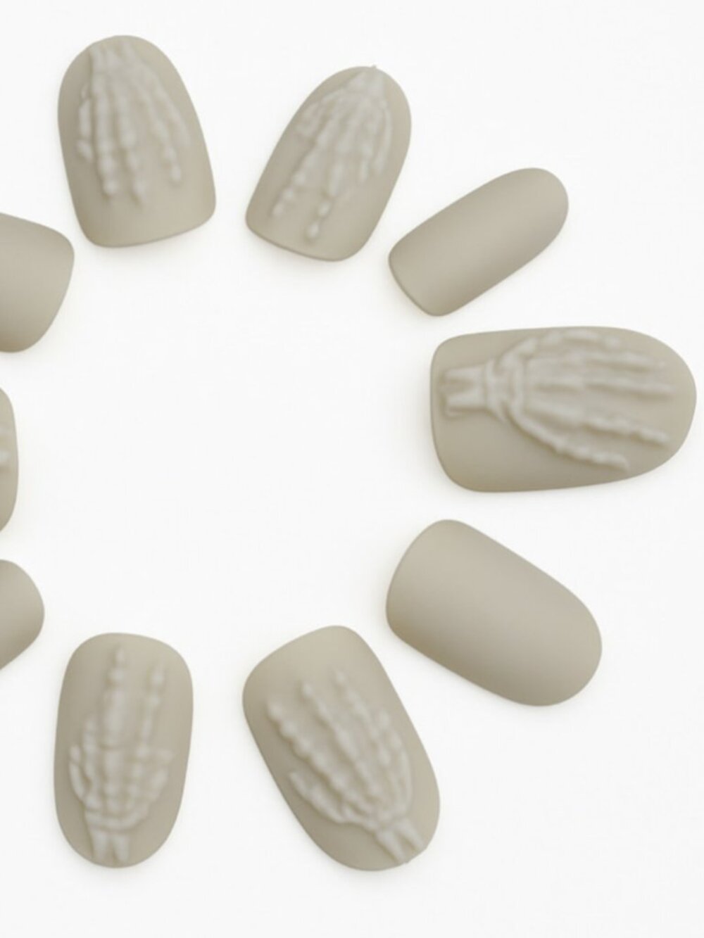 White Skelton: Press-On Nails